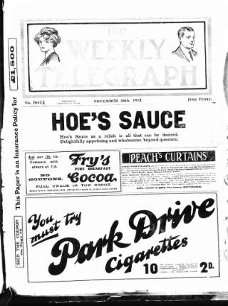 cover page of Sheffield Weekly Telegraph published on November 30, 1912