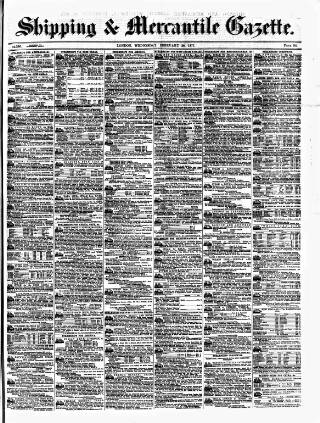 cover page of Shipping and Mercantile Gazette published on February 28, 1877