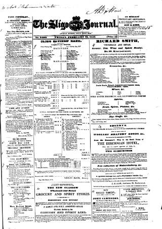 cover page of Sligo Journal published on February 28, 1840