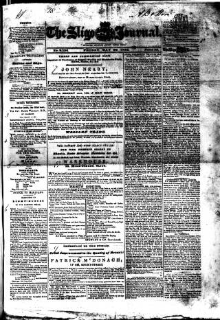 cover page of Sligo Journal published on May 29, 1846