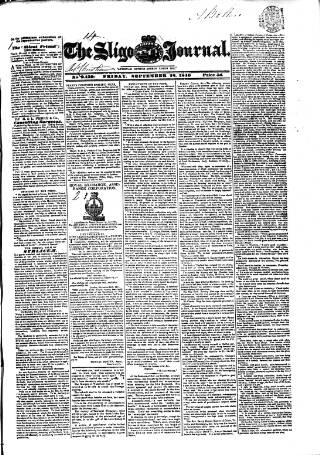 cover page of Sligo Journal published on September 18, 1846