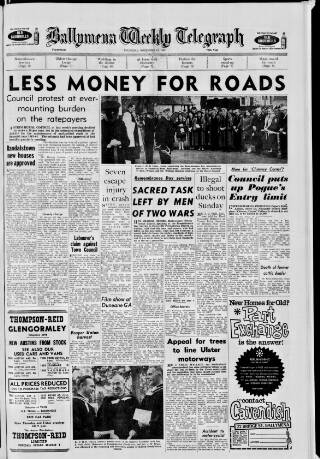 cover page of Ballymena Weekly Telegraph published on November 15, 1962