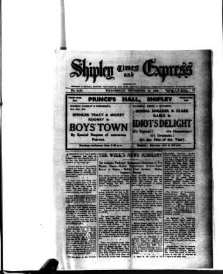 cover page of Shipley Times and Express published on November 15, 1939