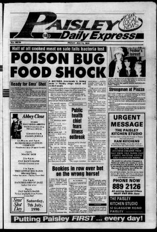 cover page of Paisley Daily Express published on July 6, 1990