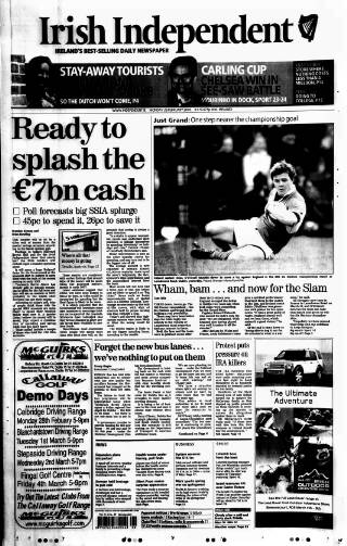 cover page of Irish Independent published on February 28, 2005