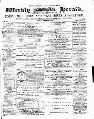 cover page of Tottenham and Edmonton Weekly Herald published on November 15, 1879