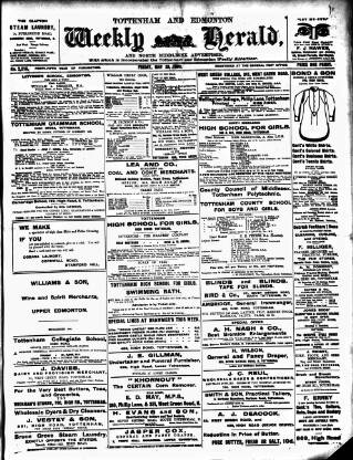cover page of Tottenham and Edmonton Weekly Herald published on May 29, 1903