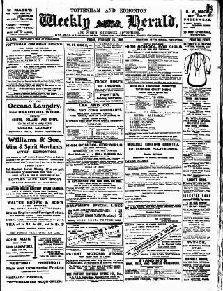 cover page of Tottenham and Edmonton Weekly Herald published on February 28, 1908