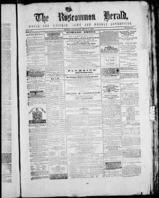 cover page of Roscommon Herald published on July 6, 1878