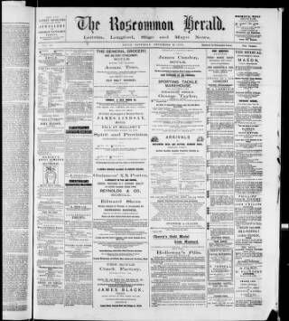cover page of Roscommon Herald published on September 18, 1886