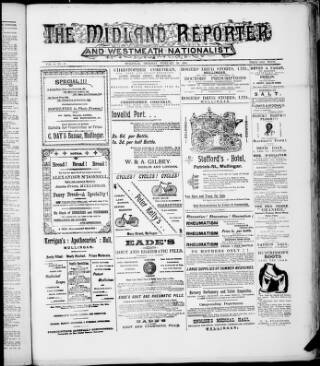 cover page of Midland Reporter and Westmeath Nationalist published on February 28, 1901