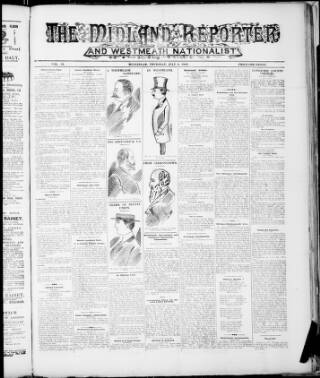 cover page of Midland Reporter and Westmeath Nationalist published on July 6, 1905