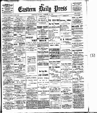 cover page of Eastern Daily Press published on December 30, 1901