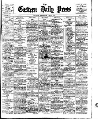 cover page of Eastern Daily Press published on July 6, 1904