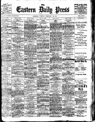 cover page of Eastern Daily Press published on February 28, 1905