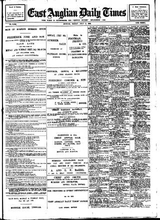 cover page of East Anglian Daily Times published on July 6, 1906