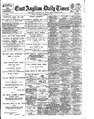 cover page of East Anglian Daily Times published on December 30, 1908
