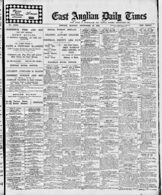 cover page of East Anglian Daily Times published on September 18, 1916
