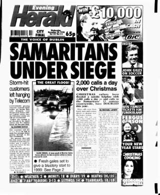 cover page of Evening Herald (Dublin) published on December 30, 1998