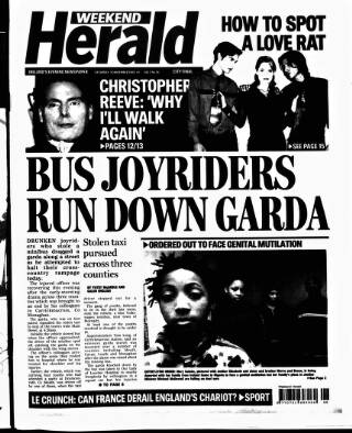 cover page of Evening Herald (Dublin) published on November 15, 2003