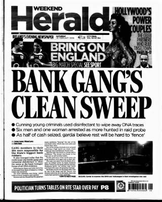 cover page of Evening Herald (Dublin) published on February 28, 2009