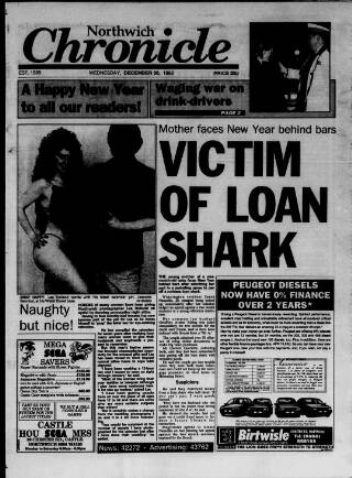 cover page of Northwich Chronicle published on December 30, 1992