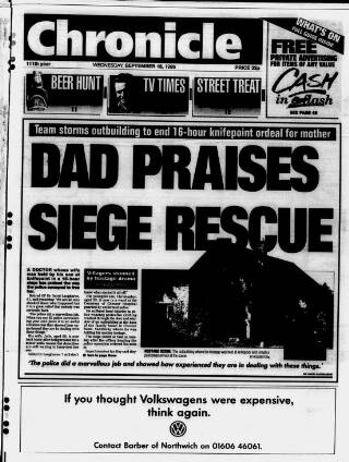 cover page of Northwich Chronicle published on September 18, 1996