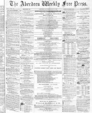 cover page of Aberdeen Weekly Free Press published on July 6, 1872