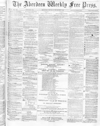 cover page of Aberdeen Weekly Free Press published on December 7, 1872