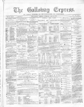cover page of Galloway Express published on July 25, 1872
