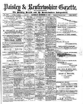 cover page of Paisley & Renfrewshire Gazette published on December 30, 1899