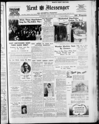 cover page of Maidstone Telegraph published on September 18, 1937