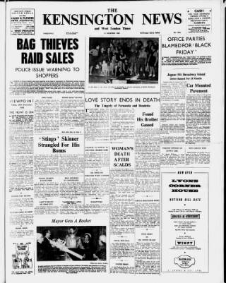 cover page of Kensington News and West London Times published on December 30, 1960