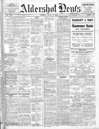 cover page of Aldershot News published on July 6, 1917