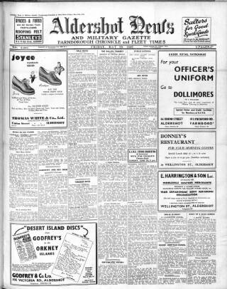 cover page of Aldershot News published on May 29, 1942