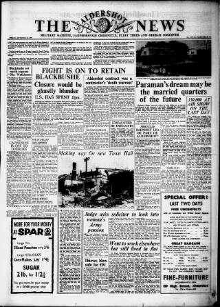 cover page of Aldershot News published on September 18, 1959