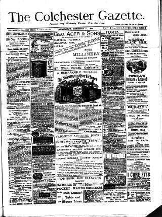 cover page of Colchester Gazette published on December 11, 1889