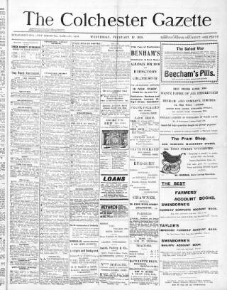 cover page of Colchester Gazette published on February 12, 1919