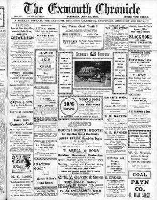 cover page of Exmouth Chronicle published on July 24, 1920