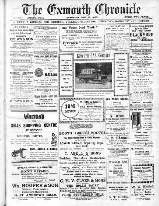 cover page of Exmouth Chronicle published on December 18, 1920