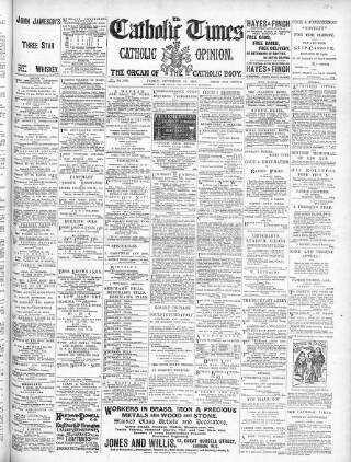 cover page of Catholic Times and Catholic Opinion published on September 18, 1903