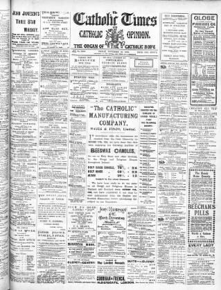 cover page of Catholic Times and Catholic Opinion published on November 30, 1906