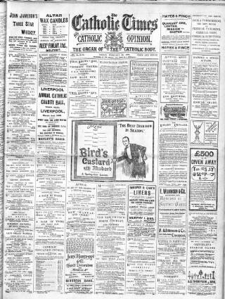 cover page of Catholic Times and Catholic Opinion published on February 28, 1908