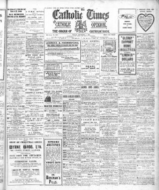 cover page of Catholic Times and Catholic Opinion published on December 8, 1916