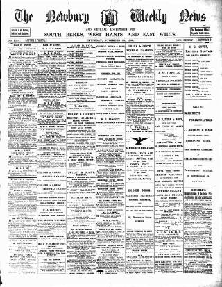 cover page of Newbury Weekly News and General Advertiser published on November 30, 1893
