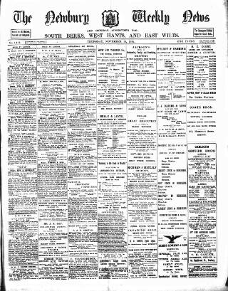 cover page of Newbury Weekly News and General Advertiser published on November 15, 1894