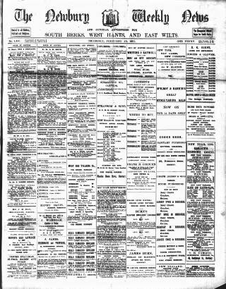 cover page of Newbury Weekly News and General Advertiser published on February 28, 1895