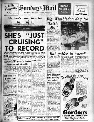 cover page of Sunday Mail (Glasgow) published on July 6, 1952