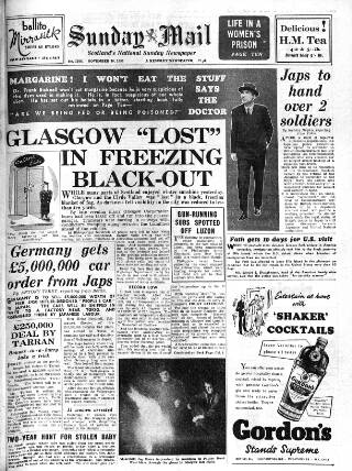 cover page of Sunday Mail (Glasgow) published on November 30, 1952