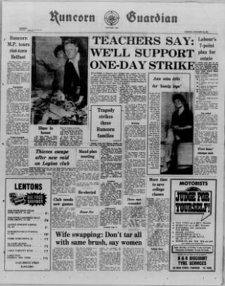 cover page of Runcorn Guardian published on September 18, 1969